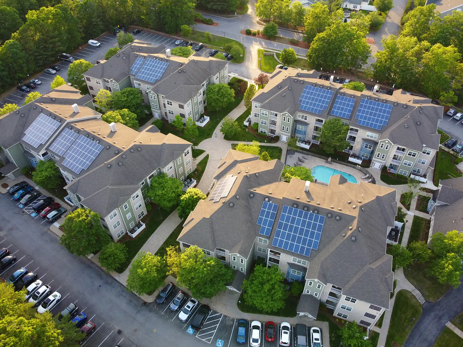 apartment building with solar panels