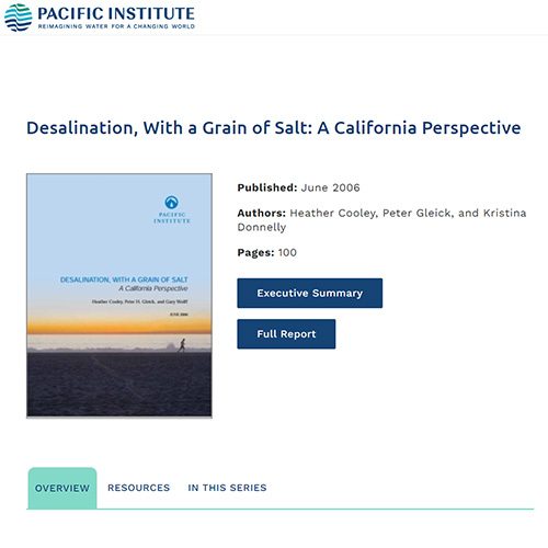 Online Resources: Pacific Institute