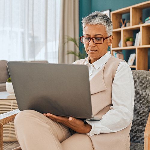 Woman doing online research